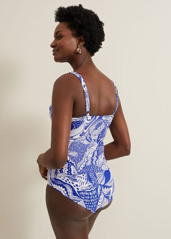 Phase Eight Shell Swirlini Swimwear Blue Australia | KI6815740